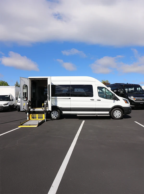 handicap shutter van in white parked in a lot